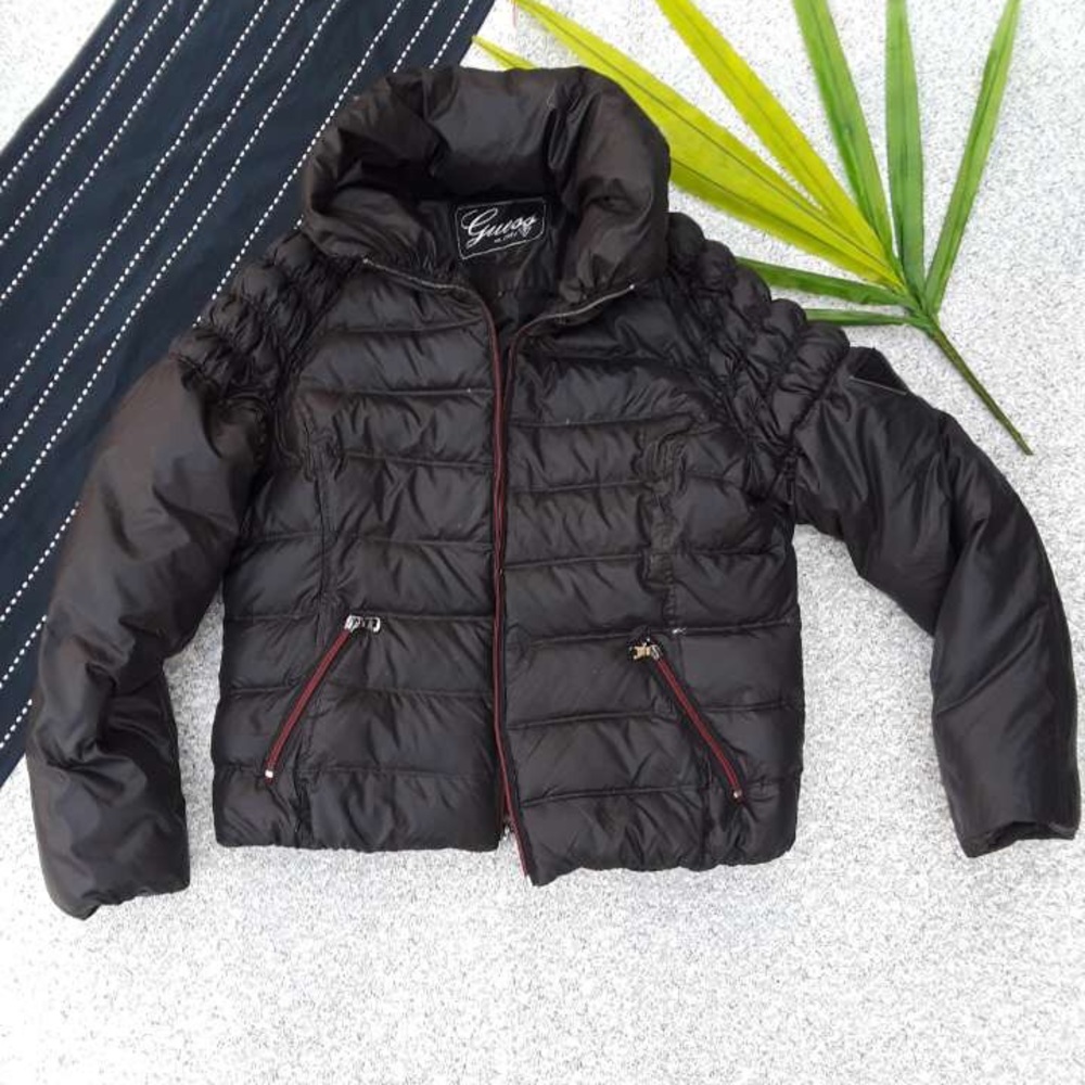 Guess Black Down Puffer Short Winter Coat